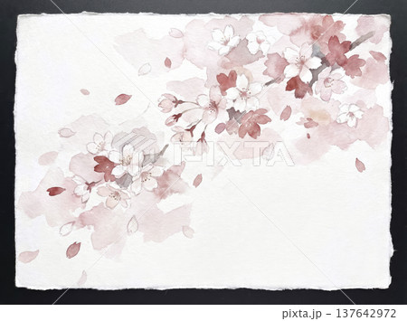 水彩画　手描き　桜 137642972