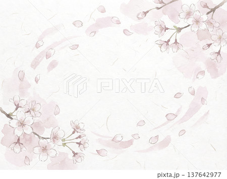水彩画　手描き　桜 137642977