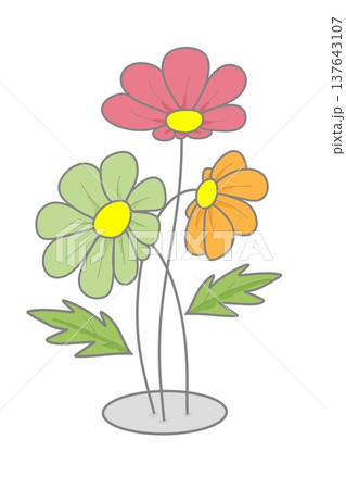 お花　春　赤　緑　オレンジ　さわやか　ゆったり　花束　花畑　ガーデン 137643107