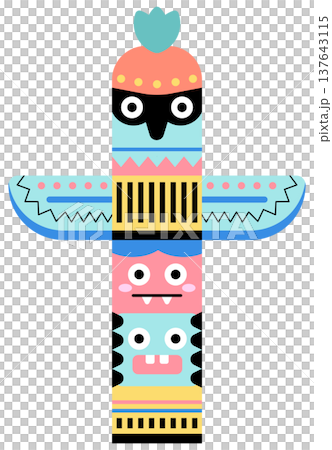 Vibrant Camping Totem Pole for Outdoor Summer Camp Decoration and Wilderness Adventure Activity 137643115