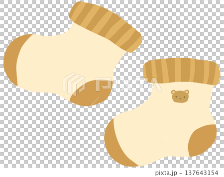 くまのポイントがついた子ども用靴下のイラスト ベクター素材 くまのポイントがついた子ども用靴下のイラスト ベクター素材 137643154