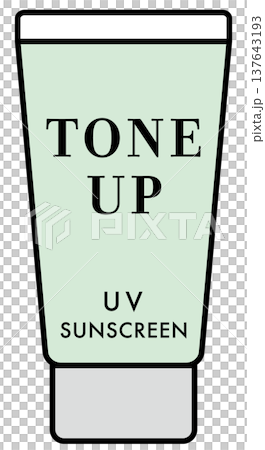 シンプルタッチのトーンアップタイプの日焼け止め（グリーン） 137643193