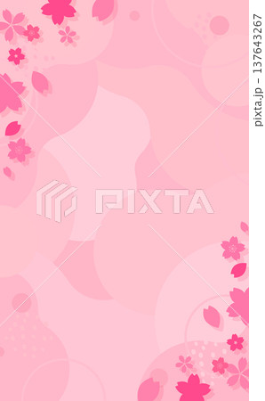 ピンクのポップな桜背景1_縦 137643267