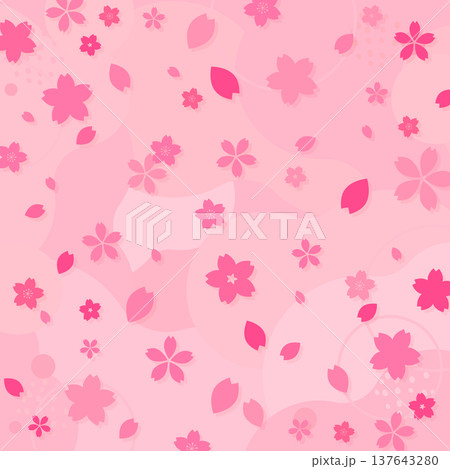 ピンクのポップな桜背景5_正方形 137643280