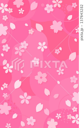 ピンクのポップな桜背景6_縦 137643282