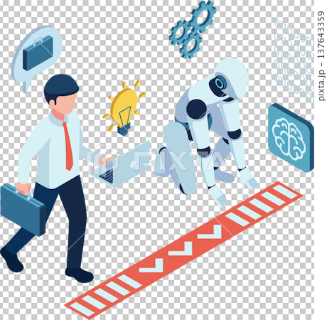 Isometric Human vs Robot Competing for Jobs 137643359