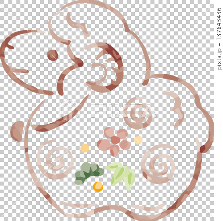 Watercolor illustration of a sheep bell for the Year of the Sheep. 2027 New Year's card material, Japanese-style lucky charm Watercolor illustration of a sheep bell for the Year of the Sheep. 2027 New Year's card material, Japanese-style lucky charm 137643436