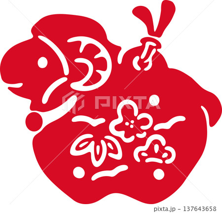 年賀2027 未年の羊のシルエット土鈴イラスト素材。飾り、版画、切り絵、2027年年賀状素材 年賀2027 未年の羊のシルエット土鈴イラスト素材。飾り、版画、切り絵、2027年年賀状素材 137643658