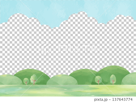青空と雲の丘と草原の自然風景背景|空,丘,草原,木,自然 青空と雲の丘と草原の自然風景背景|空,丘,草原,木,自然 137643774
