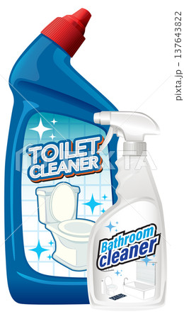 Toilet and Bathroom Cleaner Bottles Vector Illustration 137643822