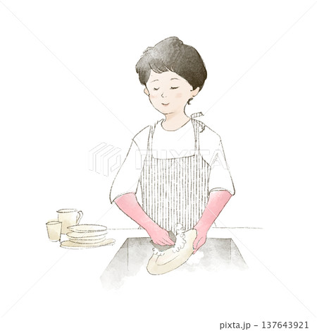 皿洗いをする女性 137643921