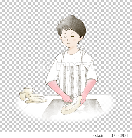 皿洗いをする女性 137643921