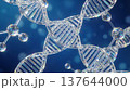 Digital DNA strand close-up in blue seamless pattern on dark science background. DNA, blue, digital, science, technology, seamless, close-up. 137644000