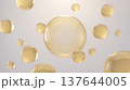 Abstract gold and beige bubbles floating in soft background, close-up artistic detail and smooth texture. Gold bubbles, abstract, soft, texture, background. 137644005