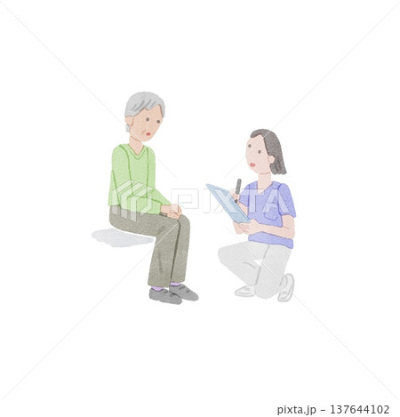 問診を受けるお婆さんのイラスト 137644102
