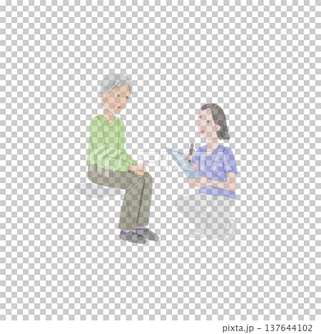 一位老年婦女正在接受體檢的插圖。 一位老年婦女正在接受體檢的插圖。 137644102