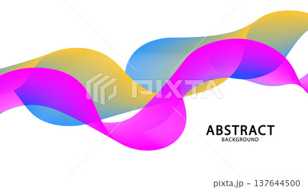 Elevate your design with this clean minimalist fluid wave vector. Featuring vibrant purple and yellow gradients on a white background, it's perfect for modern branding, corporate stationery, and elega 137644500