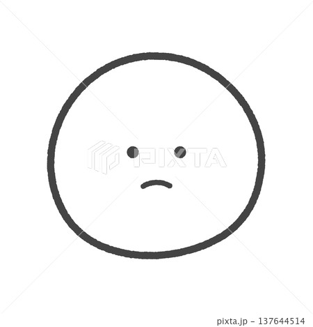 ムッとした表情のシンプルでかわいい顔の絵文字 - 不満･NGやNO･低評価の手描きの感情アイコン素材 137644514