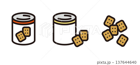 缶と乾パンのアイコン。非常食。 缶と乾パンのアイコン。非常食。 137644640