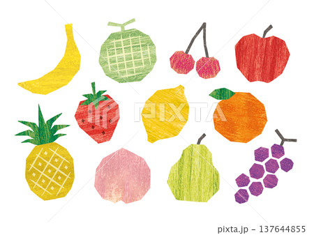 切り絵のようなアクリル画のフルーツ 137644855