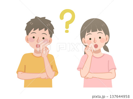 疑問に思う男の子と女の子のイラスト 疑問に思う男の子と女の子のイラスト 137644958