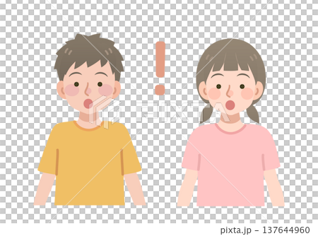 驚訝的男孩和女孩的插圖 驚訝的男孩和女孩的插圖 137644960