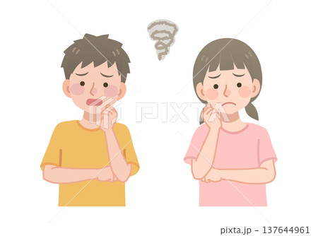 悩む男の子と女の子のイラスト 悩む男の子と女の子のイラスト 137644961