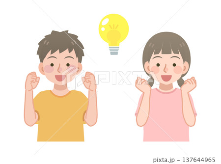 思いつく男の子と女の子のイラスト 思いつく男の子と女の子のイラスト 137644965