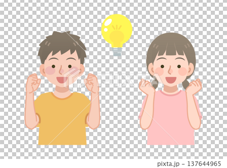 Illustration of a boy and girl thinking Illustration of a boy and girl thinking 137644965