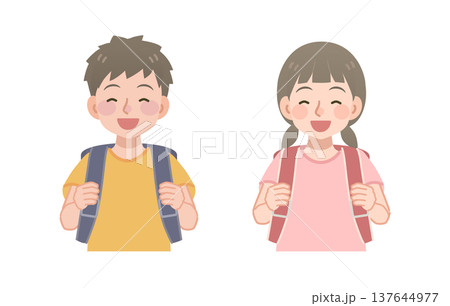 ランドセルを背負う笑顔の小学生のイラスト ランドセルを背負う笑顔の小学生のイラスト 137644977