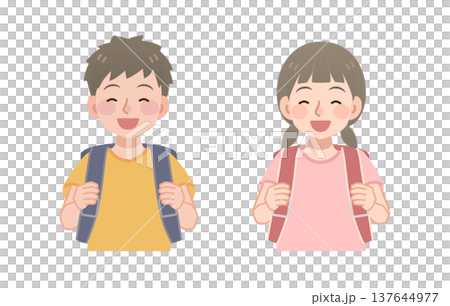 Illustration of a smiling elementary school student carrying a school bag Illustration of a smiling elementary school student carrying a school bag 137644977