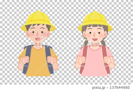 ランドセルを背負う小学生のイラスト 137644980