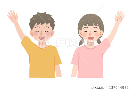 笑顔で手を振る子供のイラスト 137644982
