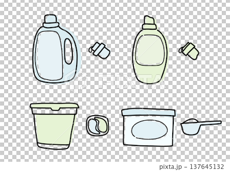 手描きのかわいい洗濯洗剤セット 手描きのかわいい洗濯洗剤セット 137645132