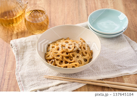 蓮根のきんぴら 和食の副菜・常備菜 137645184