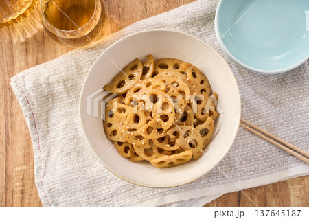 蓮根のきんぴら 和食の副菜・常備菜 137645187