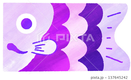 紫色の水彩風の鯉のぼり 137645242