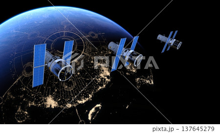 人工衛星と地球 137645279