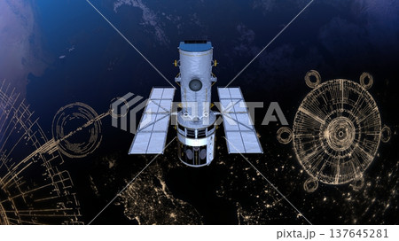 人工衛星と地球 137645281