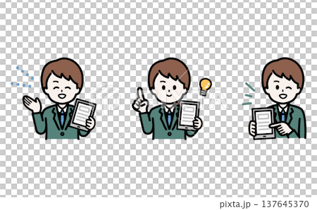 ITサポートスタッフのタブレット案内ポーズセット 137645370