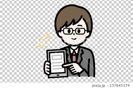 タブレットでデータ分析をするビジネスマンのイラスト 137645374