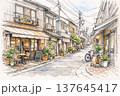 街の風景｜水彩スケッチ風｜挿絵 137645417