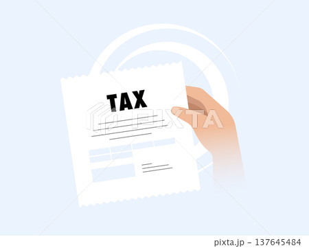 Tax document receipt, income tax form paper, financial payment receipt, personal tax declaration slip, accounting expense proof, modern flat infographic design, vector illustration 137645484