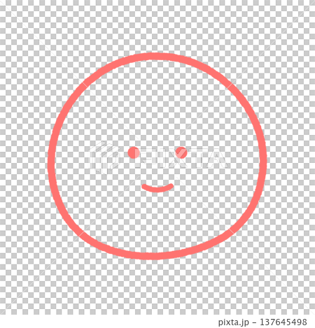 Hand-drawn emoji of a smiling face - Simple and cute red line art of a smiling face and a "Like" expression. 137645498