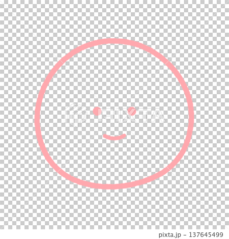 Hand-drawn emoji of a smiling face - Simple and cute line art material of a smiling face and a "Like" expression. 137645499