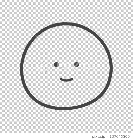にこにこ笑っている顔の手書きの絵文字 - シンプルでかわいい笑顔やLIKE･いいねの表情の黒線画素材 137645500
