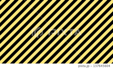 黄色と黒の斜めストライプ柄　背景素材 137645604