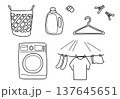 手描きのかわいい洗濯物モノクロ6セット 137645651
