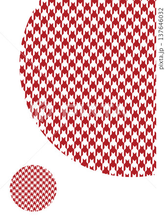 お正月や和風デザインに使える赤と白の千鳥格子柄の円形グラフィック・和モダンな背景・ハウンドトゥース柄 137646032