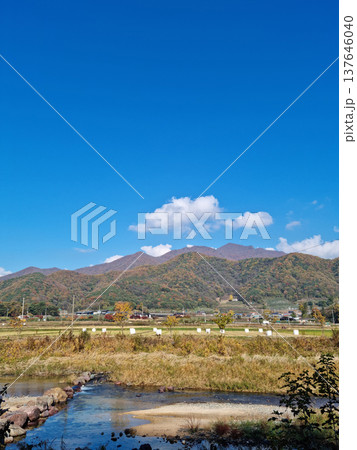 It is an autumn rural landscape. 137646040